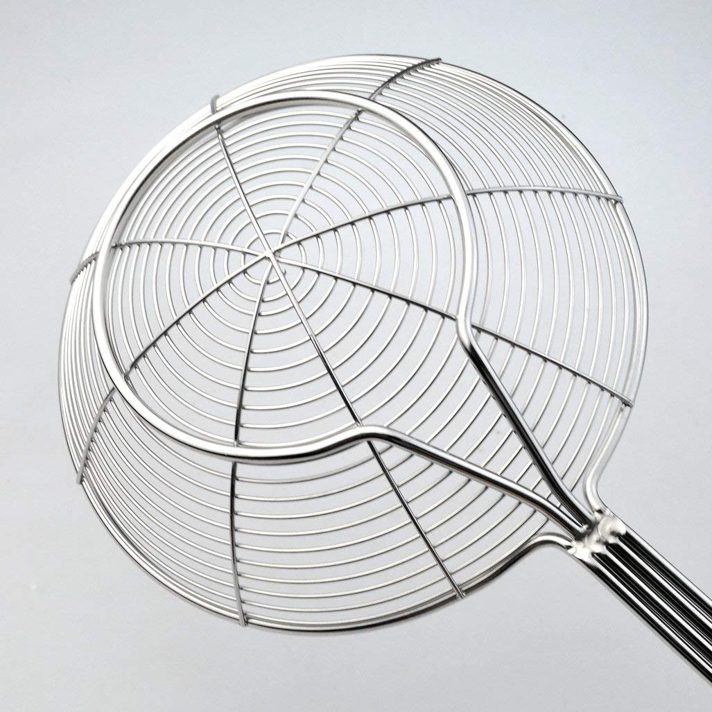 cnomg 3 pcs Stainless Steel Skimmer Strainer,Wire Skimmer with Spiral Mesh, Professional Grade Handle Skimmer Spoon Ladle for Pasta Chips