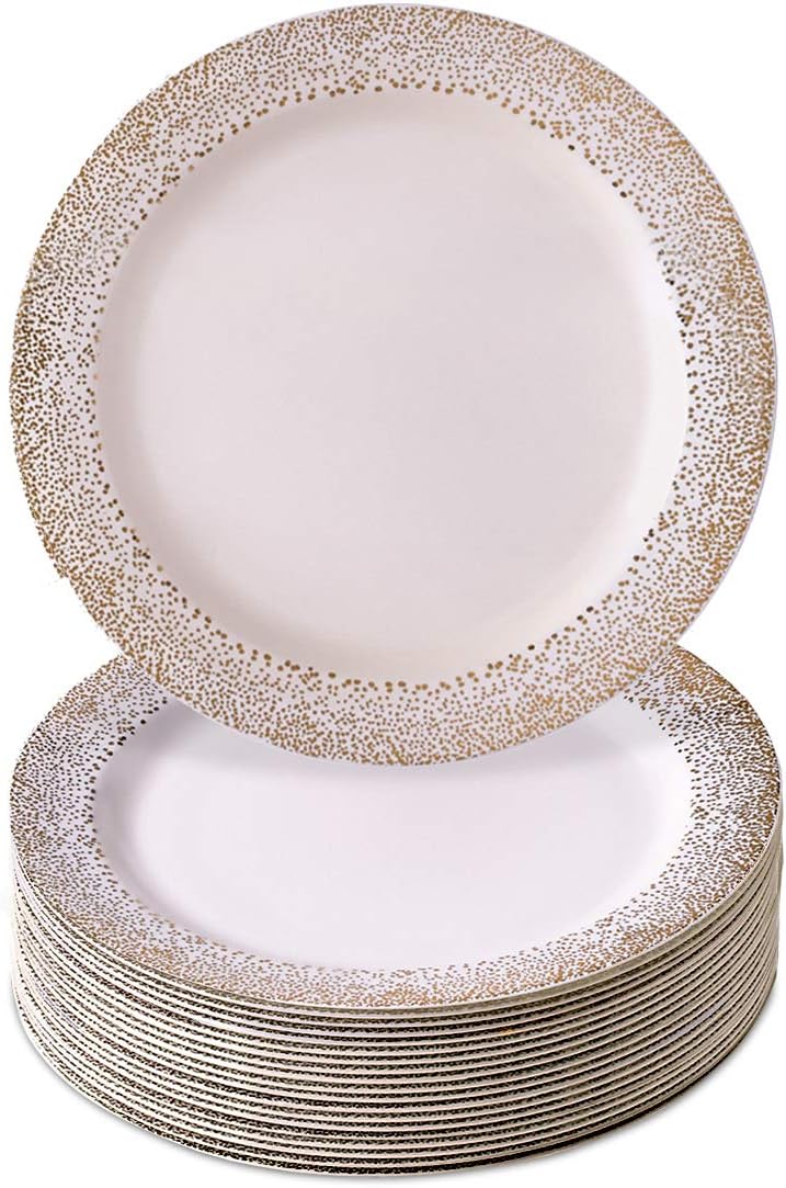 Silver Spoons 1850-SiS Disposable Plates, Plastic, Gold/Ivory