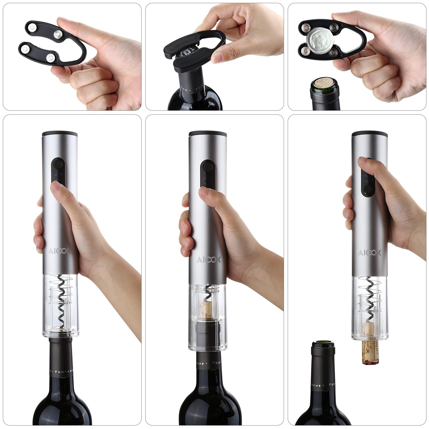 Aicok Wine Opener, Electric Wine Opener, Stainless Steel Electric