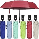 Jexine 6 Pcs Travel Compact Umbrella Automatic Open Close Windproof Small Light Backpack Purse Car Portable Collapsible Umbrella for Rain, Men Women