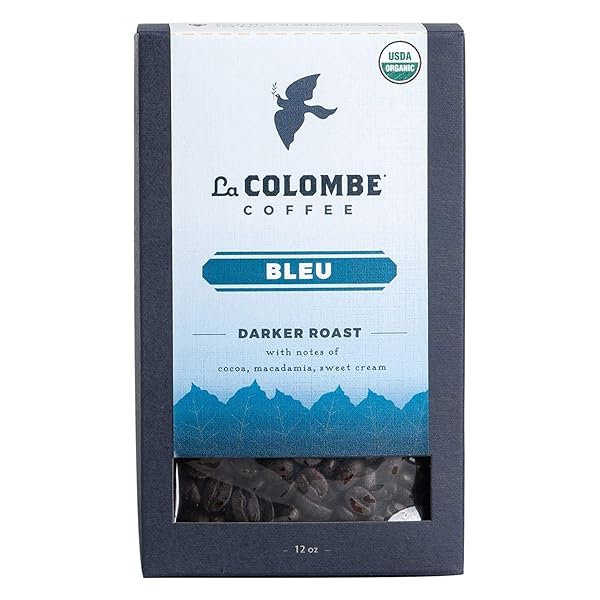 LA COLOMBE BLEU ORGANIC DARK ROAST WHOLE BEAN COFFEE – NOTES OF COCOA, MACADAMIA & SWEET CREAM, 12 OUNCE (PACK OF 1)