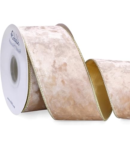MEEDEE Gold Velvet Ribbon - 1.5" Wide, 25 Yards, Wired Edges For Christmas Trees, Gift Bows, Crafts - View #3