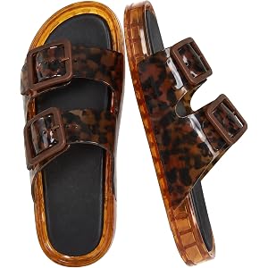 NEEP Jelly Sandals for Women Platform Waterproof Non-Slip Pool Slides | Adjustable Double Buckle,Anti-slip Sole,Vintage Y2K S