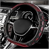SHMZK Car Steering Wheel Cover, 15 Inch Anti-Slip Steering Wheel Cover Protector with 3D Honeycomb Design, Universal Steering Wheel Covers for Cars Truck SUV, Car Accessories (Red)