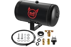 EVIL ENERGY 1 Gallon Air Tank Kit 5 Ports 1/4" NPT 150PSI Rated for Truck, Car, Air Horn, Inflating Tires, Suspension Systems, Air Ride, Tires, Train Horn, DIY Pneumatic Tools