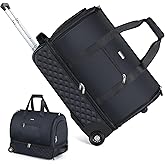 Lekeinchi Rolling Garment Bag for Travel - Convertible Duffel Bag with Wheels & Shoes Compartment, Carry on Suit Luggage Bag with Trolley for Business Trip, Wedding, Weekender