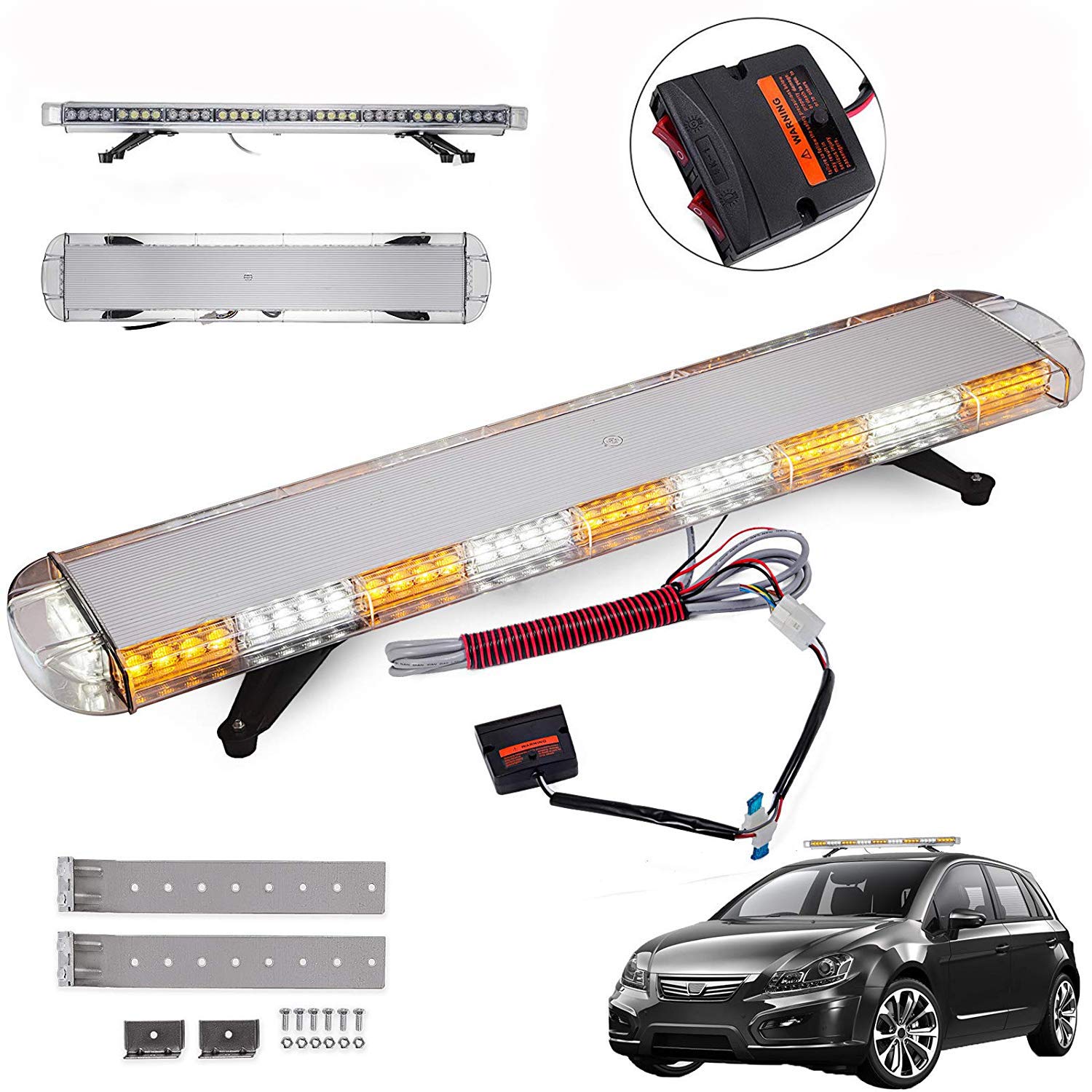 Buy Happybuy 42" LED Strobe Light Bar 80 Amber White LED Warning Hazard