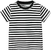 YAGATA Toddler Boys Girls T Shirts Kids Colorful Striped Shirt Cotton Crew Neck Short Sleeve Tee Tops Blouse for 1-8 Years