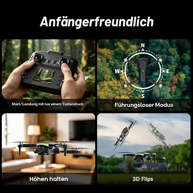 F417PRO Mini Drohne mit 1080 HD Kamera LCD Bildschirm Fernsteuerung,Bürstenloser Motor,Type‑C Aufladung,Fluggerät unter 249g,Spielzeug Drohne für Erwachsene Kinder Anfänger,Geschenk für Jungen Mädchen