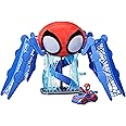 Spidey and His Amazing Friends Web-Quarters Playset with Lights and Sounds, Includes Marvel Spidey Figure and Vehicle, Kids Ages 3 and Up