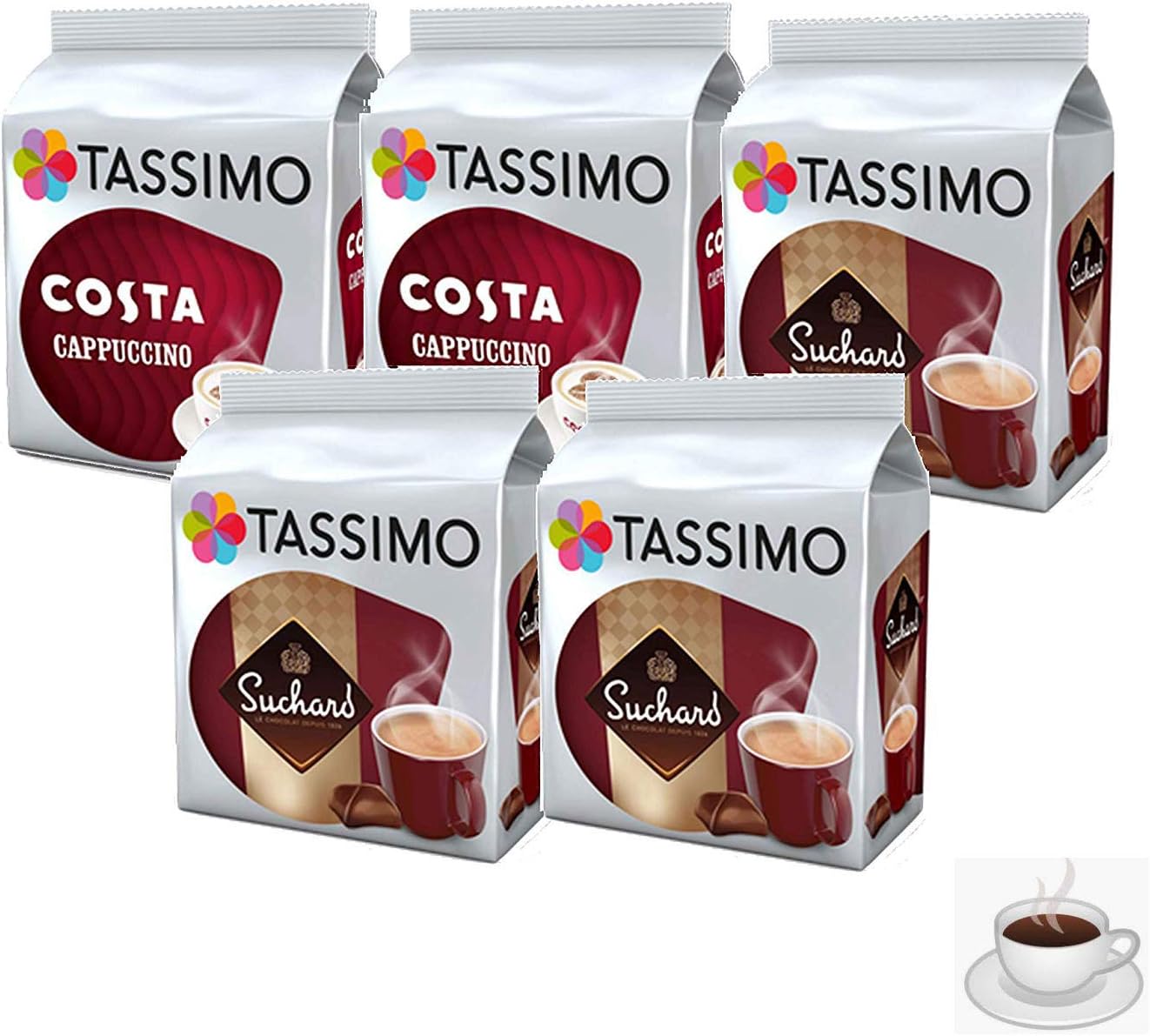 TASSIMO Chocolate & Cappuccino Bundle Assorted Coffee Pods, 5 Pack (64 Drinks) Amazon.co.uk