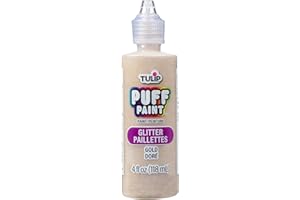 Tulip Puff Fabric Paint, Permanent Craft Paint for Clothes, DIY Projects, Notoxic, 4 fl oz, Glitter Gold