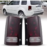 TUZILLA Taillight for Honda Pilot 2009-2015 | (EX, EX-L, LX, Touring), Dark Red Lens, Pair, No Bulbs/Harness