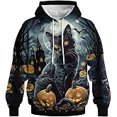 GHUALURU Novel Cat Hoodie Pumpkin Sweatshirts Halloween Hoodies Sweatshirts Costumes for Men Women