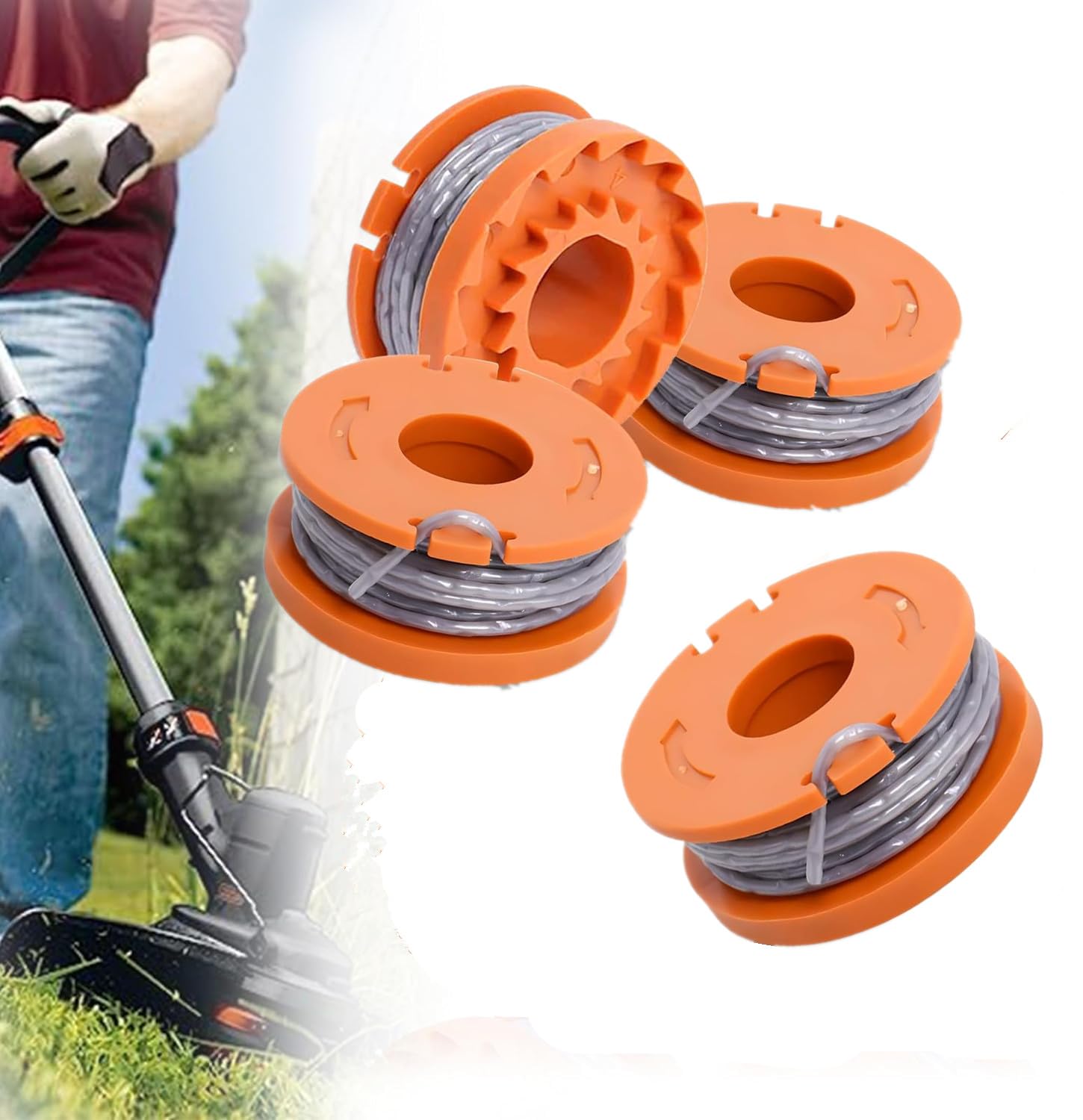 SUJAHHUJIQ 4 Pack Strimmer Spool Compatible With Mac Allister MGTP 18 Li Trimmer Line, 1.6mm 10ft Autofeed WX150 Spool and Line Replacement for Macallister Strimmer Wire