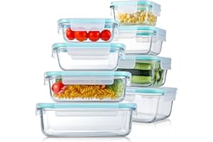 8 pack glass container food storage,meal prep containers with lids,BPA Free and FDA Approved,boite a lunch,Airtight Glass Ben