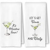 ArtisaEura Dirty Martini Gifts Kitchen Towels Set of 2, Gifts for Martini Lovers Dish Tea Bar Towels for Kitchen Bar Cart Decor, Funny Cocktail Themed Decorative Hand Towels, 16x24 Inches