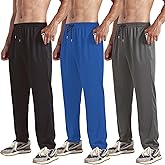ZH 3 Pack Men's Sweatpants Open Bottom Joggers Lightweight Quick Dry Athletic Pants with Pockets for Workout & Lounge