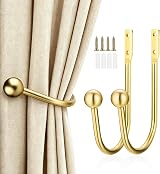 XxinXrong Golden Metal Curtain Holdbacks 2 Pcs U-Shape Wall Mounted view 1