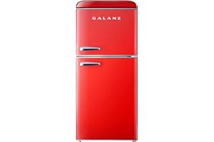 Galanz GLR40TRDER Retro Compact Refrigerator, 4.0 Cu.Ft Mini Fridge with Dual Doors, Adjustable Mechanical Thermostat with Freezer, 3 Removable Glass Shelf, 1 Crystal Crisper, 1 Power Cord, Red