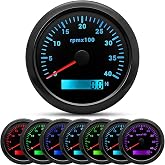 ARTILAURA Tachometer Boat 4000 RPM Gauge 85mm 3-3/8" 7 Color Waterproof for Marine Car AUTO Truck 9-32V (Black)