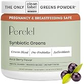 Perelel Acai Berry Daily Greens Powder with Probiotics &amp; Fiber | Synbiotic Superfood Blend, Spirulina &amp; Chlorella, Greens Supplement, Fruits &amp; Vegetables, Gluten Free, Non-GMO, 30 Servings