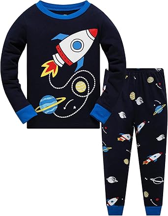 Amazon Com Nino Ninos Planeta Pijamas Dinosaurio Algodon Ninos Cohete 2 Piezas Tren Ninos Pjs Ropa De Dormir Conjuntos Clothing