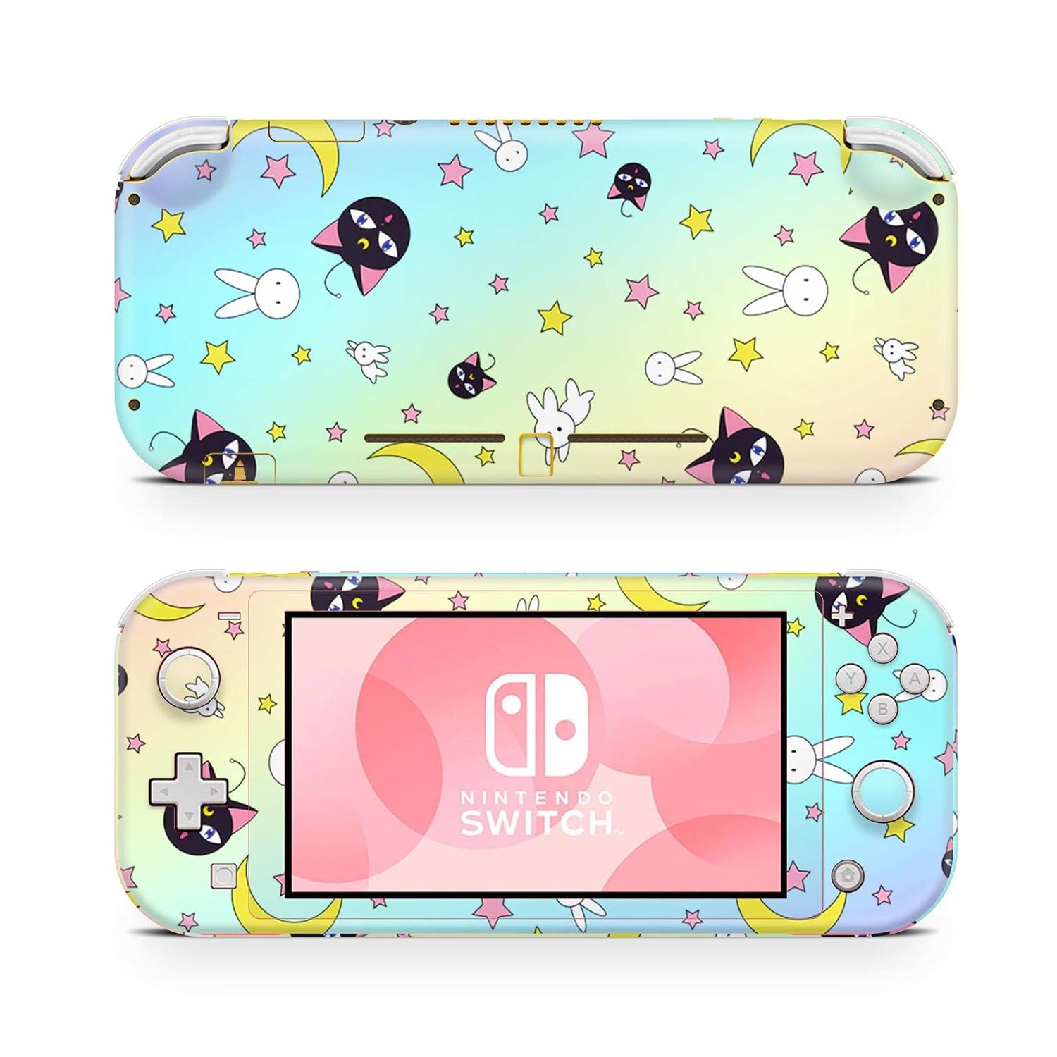 Amazon Com Zoomhitskins Switch Lite Skin Decal Stickers Pastel Pale Pink Star Moon Rainbow Ombre Aqua Yellow Cats Degrade Rabbits Cute High Quality Durable Bubble Free Goo Free 1 Console Skin Made In Usa Video