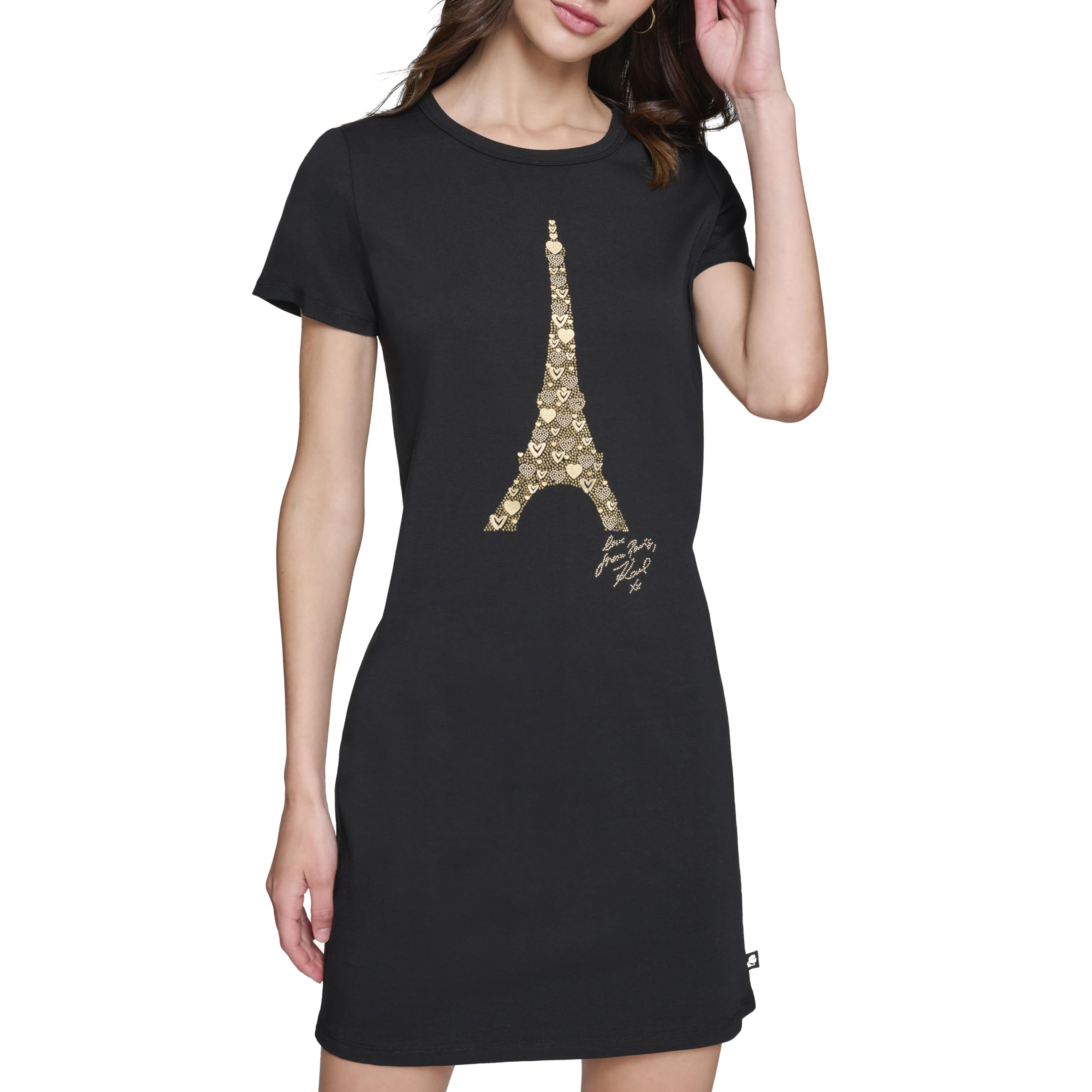 Photo 1 of Karl Lagerfeld Paris Women's Casual Lightweight T-Shirt, Black, X-Large