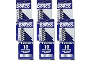 Dorco Fresh Twin Blade Disposable Razors for Men (60 Counts), Smooth & Comfortable Shave, Shaving Razors for Men, Non-Slip Handle, Ideal for Sensitive Skin & Travel