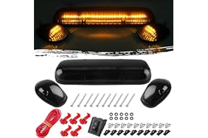 Konrali 3x Smoked Amber Cab Roof Top Marker Clearance Running Lights Lamps Assembly Kit 30 LED Compatible with 2002-2007 Chevrolet Silverado/GMC Sierra 1500 1500HD 2500 2500HD 3500 Trucks Cab Lights