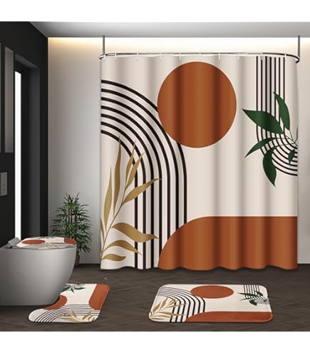 72x78 Shower Curtain Set Aazon.co: Giusi Boho Id Century Leaf Shower Curtain ,Arch Sun Design Luxurious Chocolate Fabric Curtain