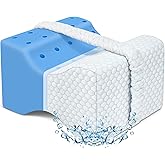 Cooling Knee Pillow for Side Sleepers, Gel Memory Foam Leg Pillows for Sleeping with Ice Silk Cover and Strap, Knee Pillow fo