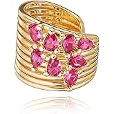 DREMMY STUDIOS Non Pierced Ear Cuff For Women | 14K Gold Plated Cubic Zirconia Red Ruby Pearl Open Hoop No Piercing | Clip on Cartilage Fake Earring Minimalist Gold Jewelry Gift