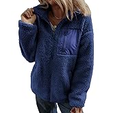 Dokotoo Womens Winter Trendy Full Zipper Fleece Jackets Long Sleeve Relaxed Warm Teddy Coats with Pockets