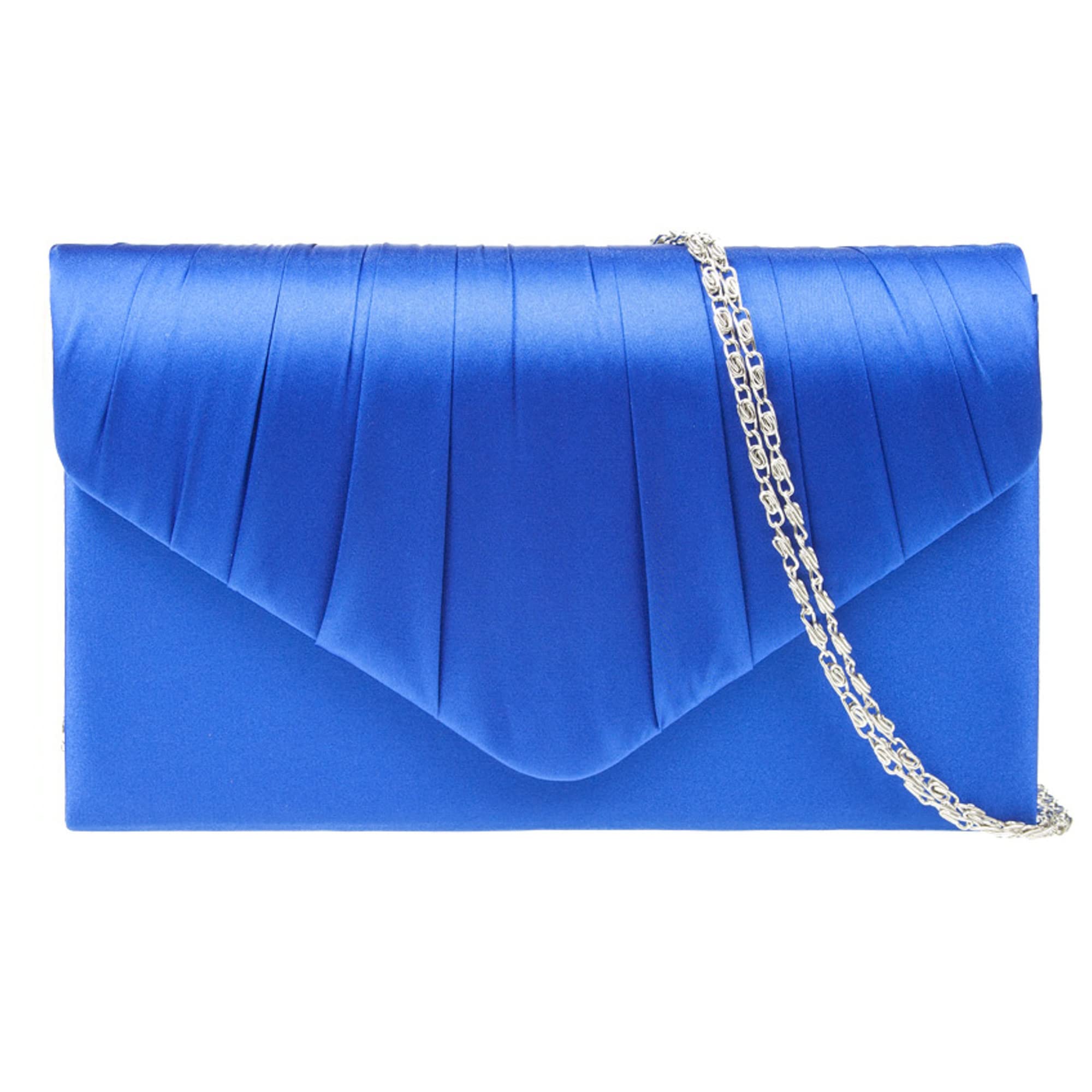 fi9® LADIES SATIN PARTY PROM BRIDAL EVENING CLUTCH HAND BAG PURSE HANDBAG (Royal Blue)