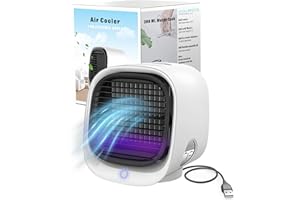 FREEZE2TRIM Vital Breeze Portable AC Evaporative Air Cooler Vital Breeze Portable Air Conditioner portable 300 mL Water Tank, < 40 dB Quiet, 3 Fan Speeds, Washable Filter, Color-Cycle Night-Light Bedroom Mini AC