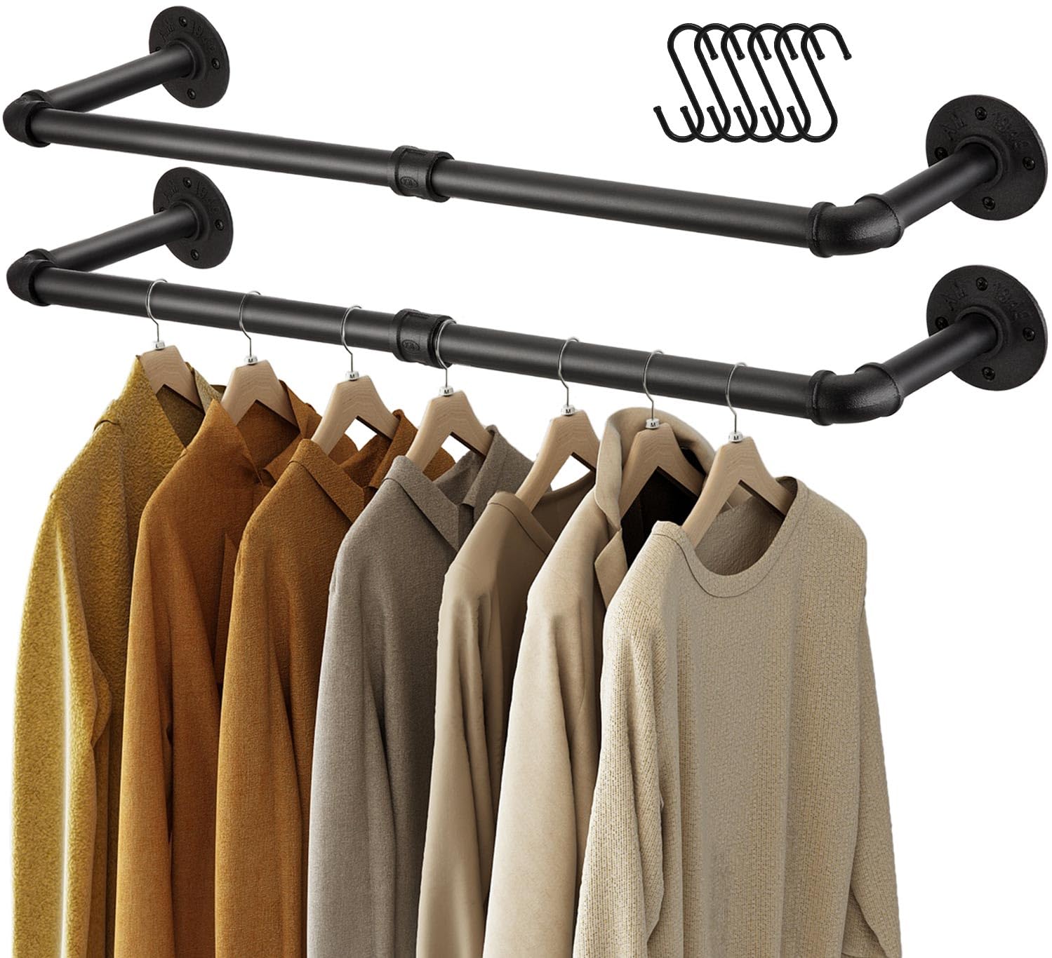 Mua GREENSTELL Clothes Rack, 36.2 Inch Industrial Pipe Wall Mounted ...