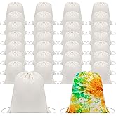 Conagel 30 Pcs Tie Dye Cotton Drawstring Bags Sublimation Blank Tote Backpack Bulk Items to Tie Dye DIY Birthday Party Favors