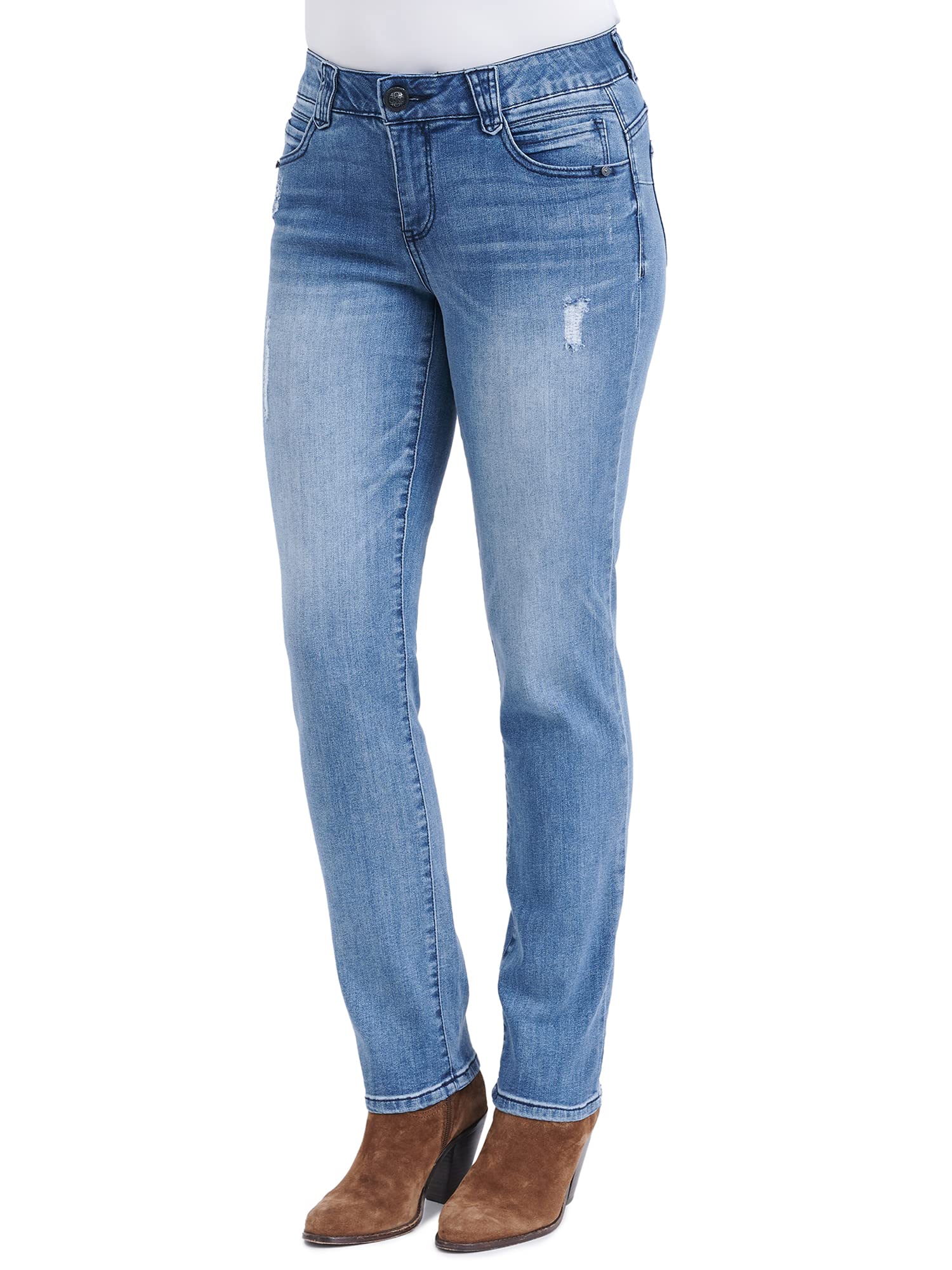Democracy Women's Petite 'Ab Solution' Straight Leg Pants – 28" Inseam, Tummy Control Waist - View #5