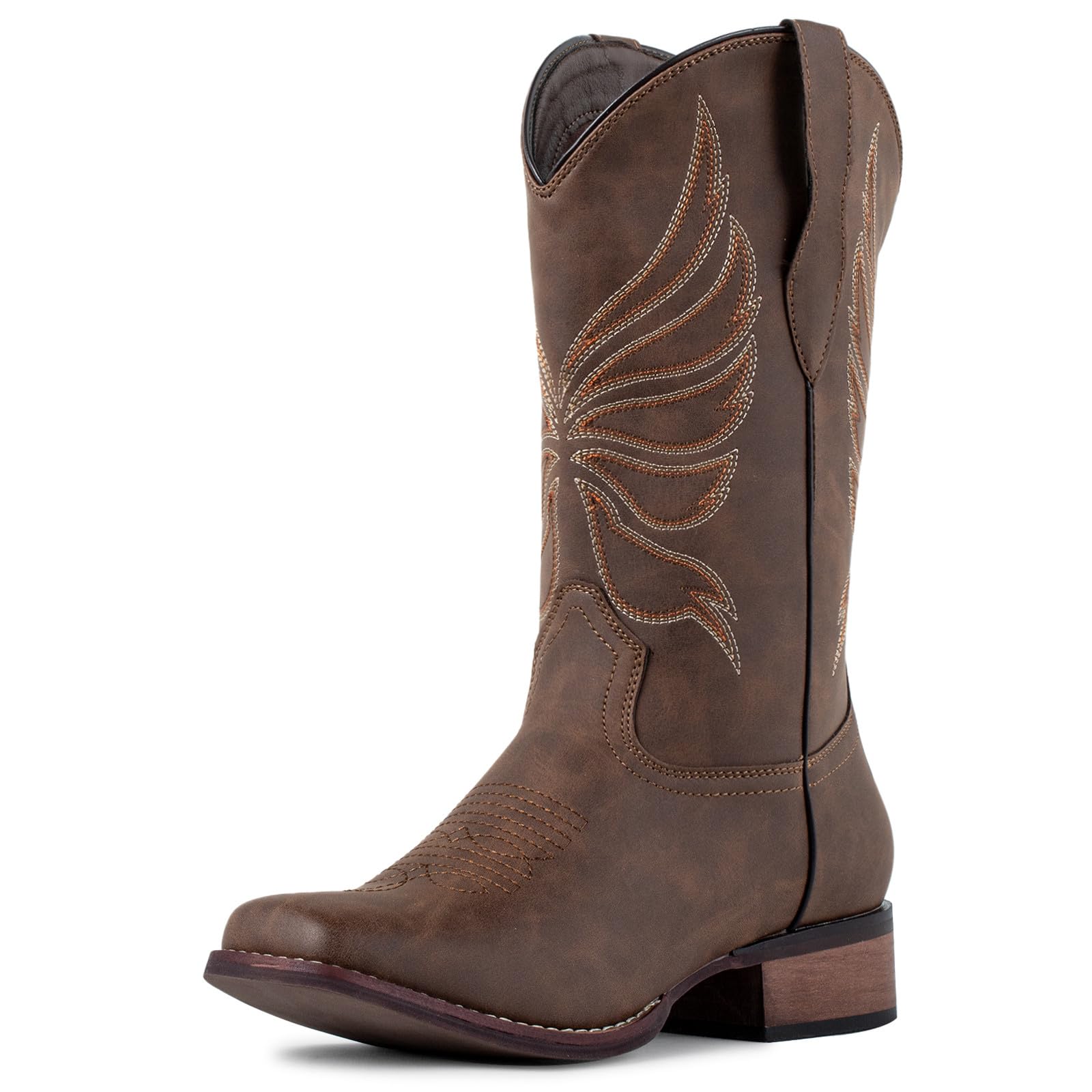 Photo 1 of (used)(see all images) J's.o.l.e Cowboy Boots for Women Square Toe Cowgirl Boots Ladies Fashion Western Boots Brown Size 8