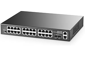 28 Port POE Switch, 24 POE+ 100Mbps, 2 Gigabit Uplink, 2 Gigabit SFP, IEEE802.3af/at, 450W High Power, Metal Case Unmanaged P