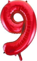 Unique Red Number 9 Shaped Large Foil Balloon 86cm