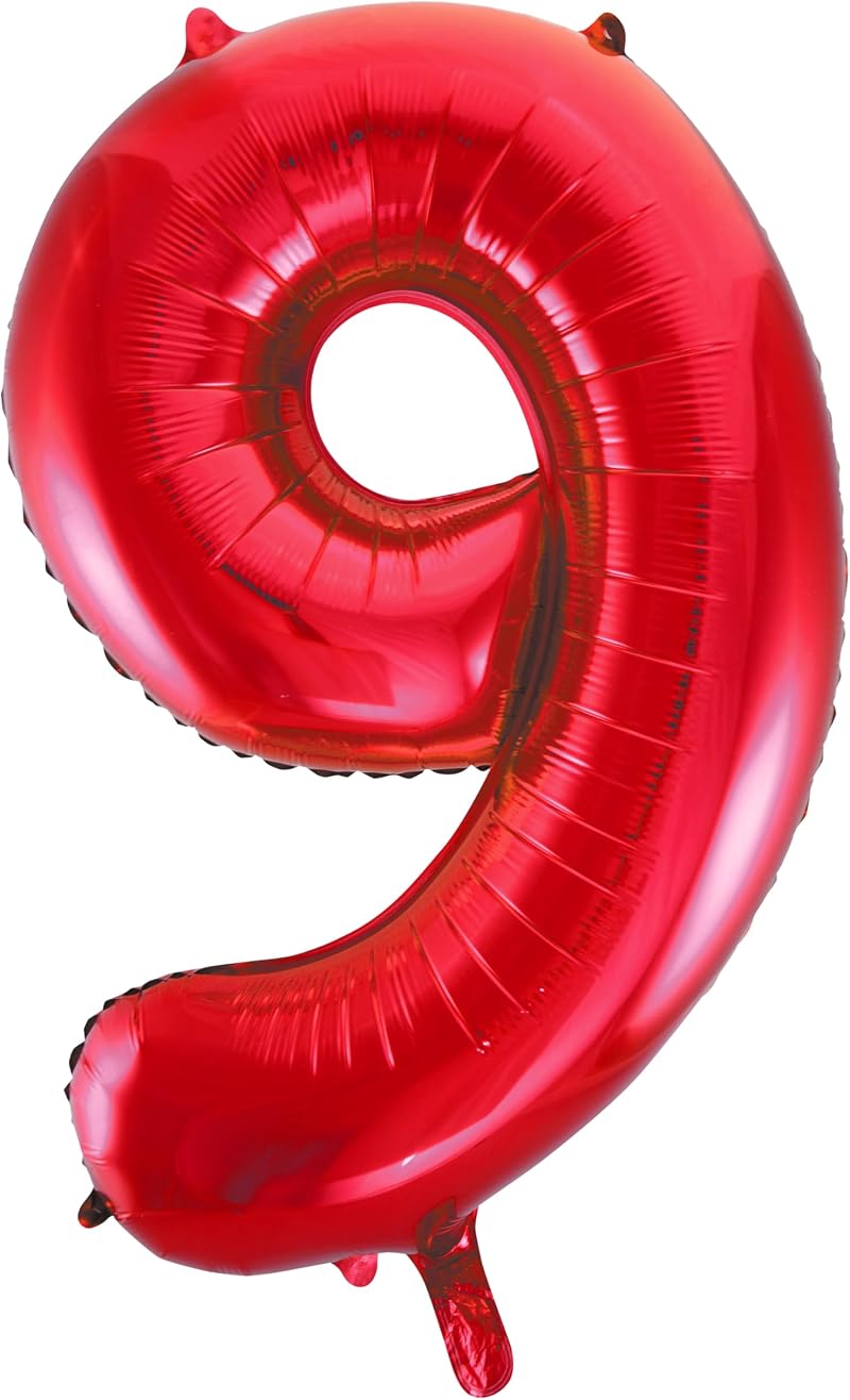 Unique Red Number 9 Shaped Large Foil Balloon 86cm