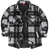 ThCreasa Boys Quilted Lined Winter Fleece Jacket Plaid Snap Button Shacket, Warm Kids Outerwear