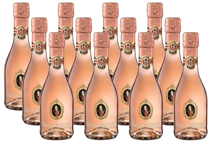 FÜRST VON METTERNICH Rosé Sekt Trocken (12 x 0.2 l) ? Piccolo ? kleine Flasche ? fruchtig & klar aromatisch ? Premiumsekt aus