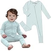 Ultra-Soft Convertible Baby Pajamas, Viscose from Bamboo, Sleepers for Boys & Girls Newborn to 24 Months, Zipper Footless PJs