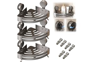 Triangle Suction Cup Shower Caddy, No Drilling Triangle Suction Shower Caddy, Large Capacity Strong Load-Bearing, Easily Remo