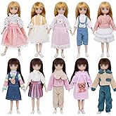 10 Sets Mini Doll Clothes Dress Outfits for 6-7 inch Girl Dolls Dress-up Accessories Kids Toys Birthday Gifts