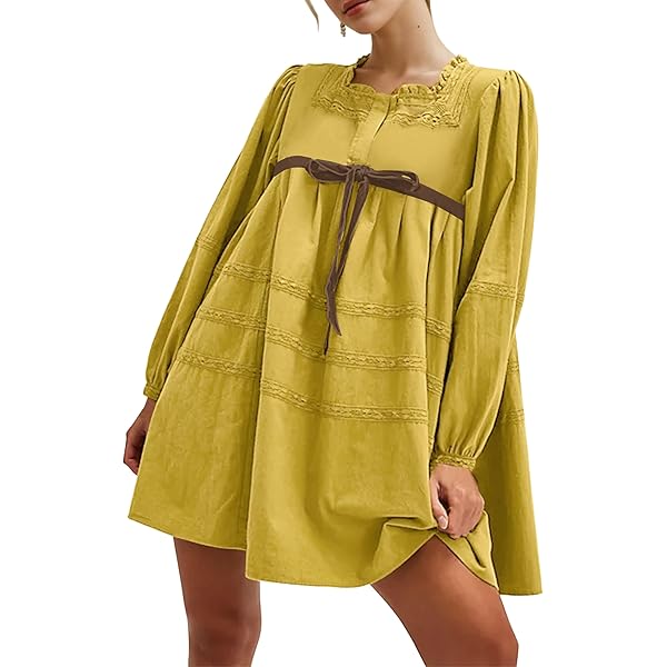 chinese dress ladies Women Babydoll Dress Flowy Long Puff Sleeve Cute Mini Dresses Casual Square  Neck Lace Embroidered Bow Tie A-line Tunic Dress 2024 Green at Amazon  Women's Clothing store